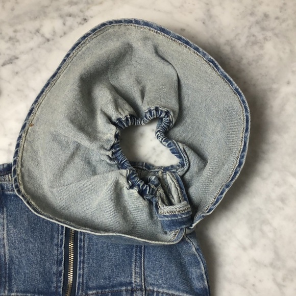 HEVRON Denim crop ruffle top Size 2 - Picture 10 of 10